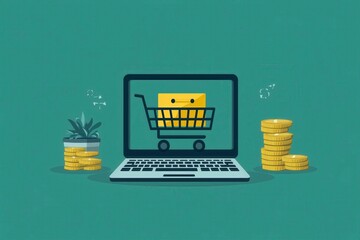 Sticker - e-commerce marketing, driving online sales, flat design illustration, no logo, no trademark, no text