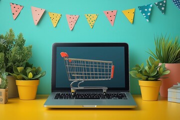 Sticker - e-commerce marketing, driving online sales, flat design illustration, no logo, no trademark, no text