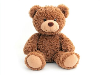 A brown teddy bear on a white background