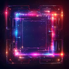 Wall Mural - sleek sci fi holographic frame with futuristic digital backdrop concept