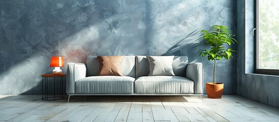 Aufkleber - Relax in a modern living room with furniture and a sofa creating a tranquil mood with a comfortable ambiance and featuring copy space image