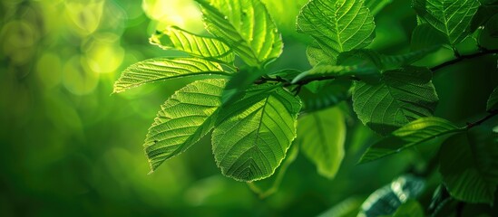 Poster - Nature s fresh green leaves shown in an abstract copy space image