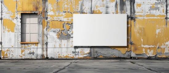 Canvas Print - A sizable empty hoarding mounted on a wall for advertising banners with available copy space image