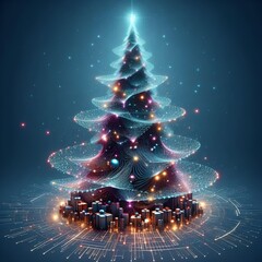 Wall Mural - electronic christmas tree created with generative AI technology.