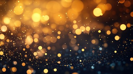 Abstract golden bokeh lights creating a soft and dreamy effect, perfect for festive and celebratory themes. A touch of glamour and warmth.
