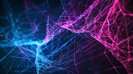 Wall Mural - abstract digital network with pink and blue hues