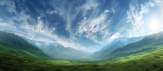 Aufkleber - Sky with clouds adds depth to the landscape in need of copy space image
