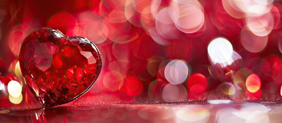 Leinwandbilder - Selective focus on a shiny background featuring a Valentine heart perfect for love themes with copy space image available