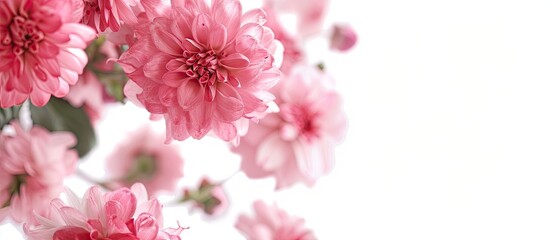 Poster - Pink flowers creating a visually appealing display against a blank white copy space image