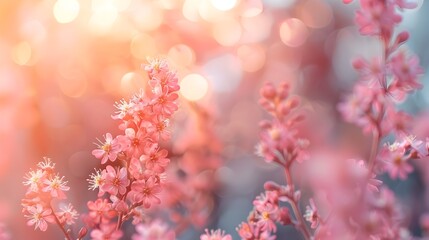 Canvas Print - Soft Blurred Floral Bokeh Background with Warm Tones and Copyspace