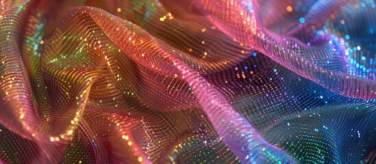 Leinwandbilder - Introducing a dazzling fabric with rainbow sparkles on a mesh net for a standout look in any crowd perfect for backgrounds patterns or textures in your copy space image