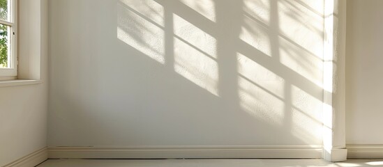 Poster - An empty well lit room at home displaying a plastic window against a white wall providing ample copy space for images