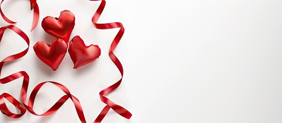 Aufkleber - Heart shaped ribbons on a white background for Valentine s Day with copy space image