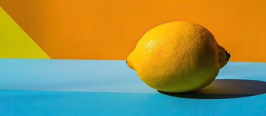 Poster - Single lemon on a colored backdrop with copy space image