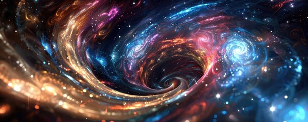 Wall Mural - A mesmerizing spiral galaxy full of vibrant colors and swirling stars, representing the beauty of the universe's vastness.