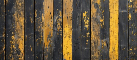 Aufkleber - Gold and yellow wooden wall panel with a vintage obsolete hardwood texture Ideal for wallpaper backgrounds with a dark pattern and copy space image