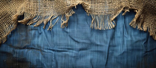 Aufkleber - Old canvas background with a blue jeans border and copy space image