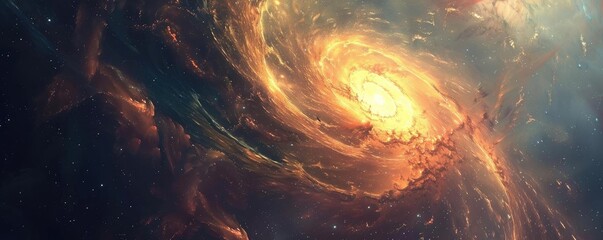 Wall Mural - Stunning cosmic scene featuring a vibrant, swirling galaxy, showcasing brilliant colors and intricate details in deep space.