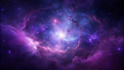 Wall Mural - Purple gas nebulae in space and sparkling stars