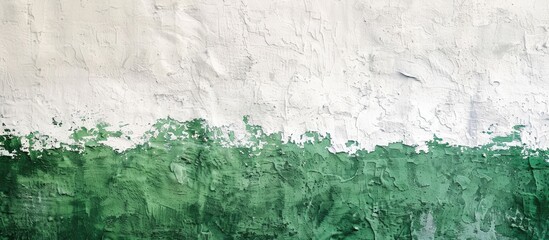 Poster - Green and white stucco wall texture provides a decorative plaster effect on a wall background suitable for a copy space image