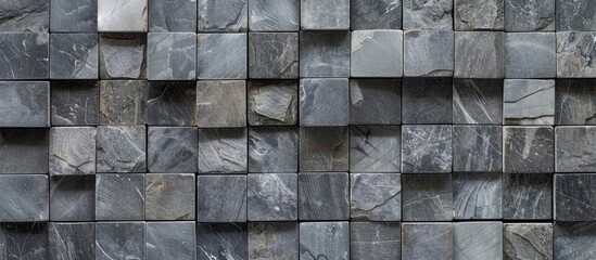 Aufkleber - Background of gray stone tiles forming a seamless mosaic wall pattern ideal for use as a copy space image