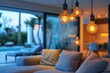 © basain - Warm and inviting living room with stylish light bulbs