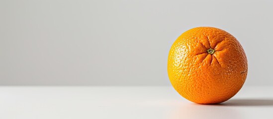 Poster - Orange on a pristine white surface with copy space image