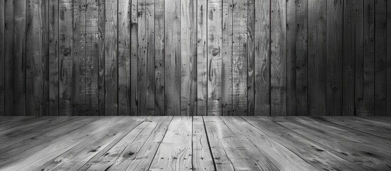 Fototapete - Empty wooden room interior in grayscale with a plank and a natural pattern for design ideal for a copy space image