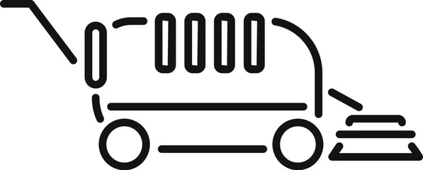 Poster - Simple line icon of a bus transporting passengers from the gate to the airport terminal