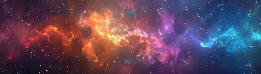 Vibrant cosmic clouds swirl in a captivating display of color, illuminating the vastness of space with beauty and wonder.