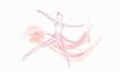 © Sabina Gahramanova - line drawing of the ballerina in pink dress on white background, text 'International Dance Day'