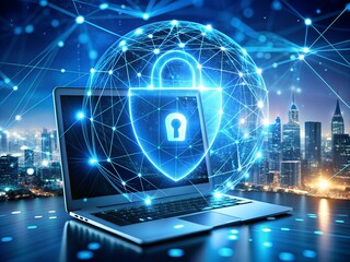 Wall Mural - the world is floating in the digital universe. the concept of protecting global network data.