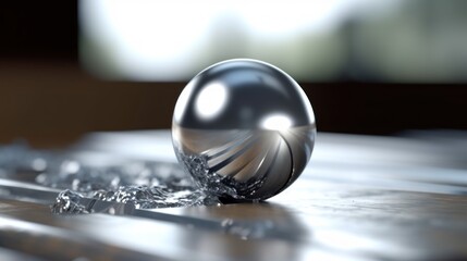 Shiny Sphere on a Liquid Surface