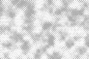 Wall Mural - Radial halftone gradient background. Dotted concentric texture with fading effect. Black and white circle shade wallpaper. Grunge rough vector. Monochrome backdrop