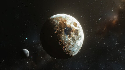 Wall Mural - spectacular lunar eclipse. astronomical phenomenon. moon with shadow in outer space illustration. mo