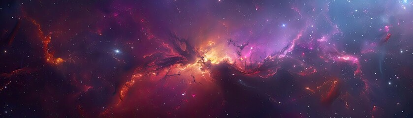 Stunning photograph of a vibrant, colorful nebula in deep space, showcasing the beauty and mystery of the cosmos with glowing stars and bright gases.