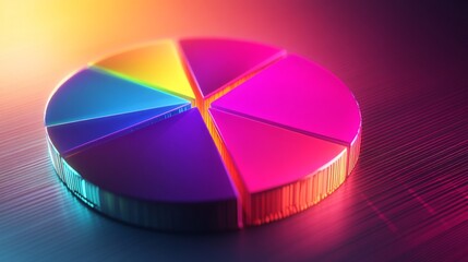 Aufkleber - Vibrant 3D pie chart with radiant, glowing segments highlighting financial data distribution.