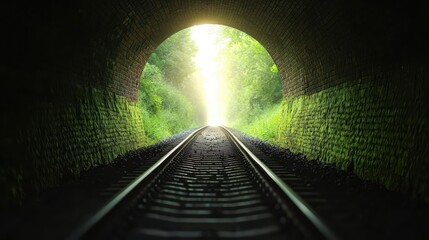 light at the end of a tunnel, railroad tracks, hope, new beginning