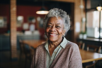 Wall Mural - Smiling portrait of a senior woman in nursing home