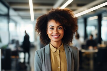 Wall Mural - Smiling portrait of a young African American businesswoman