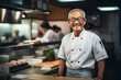© CojanAI - Smiling portrait of a senior male sushi chef in kitchen