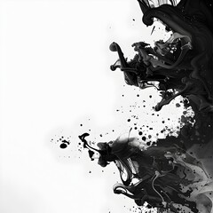 Wall Mural - bold monochrome ink splash abstract background with flair and copyspace