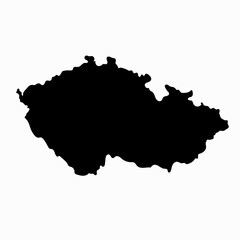 Wall Mural - Hand drawn black map of Czech Republic. Silhouette, Europe geography. Vector isolated on white background