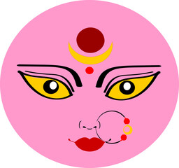 Wall Mural - Hindu Lord Maa Durga Face Vector Image