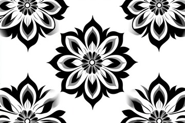 Monochrome floral pattern with elegant ornament design