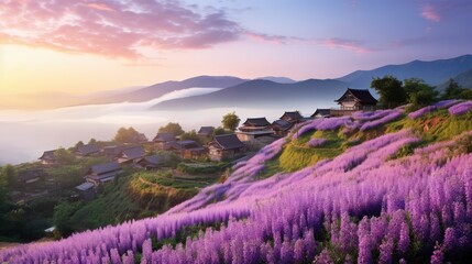 Canvas Print - Purple Flowers Landscape