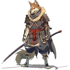 Anime Dog Warrior. AI generated art illustration.