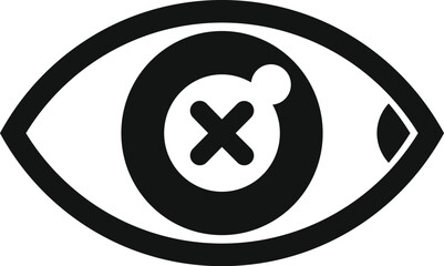 Canvas Print - Simple black and white icon of a human eye with a cross showing blindness concept