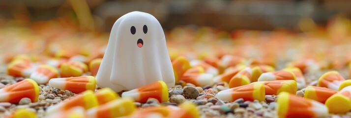 Canvas Print - Halloween Safety Tips with candy corn and a spooky ghost