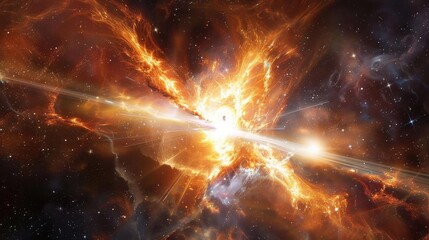 Wall Mural - Stunning cosmic explosion radiating vibrant colors and energy, perfect for science fiction and space-themed projects.
